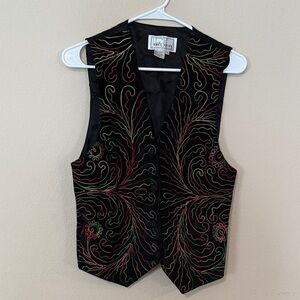 Embroidered Black Vest by